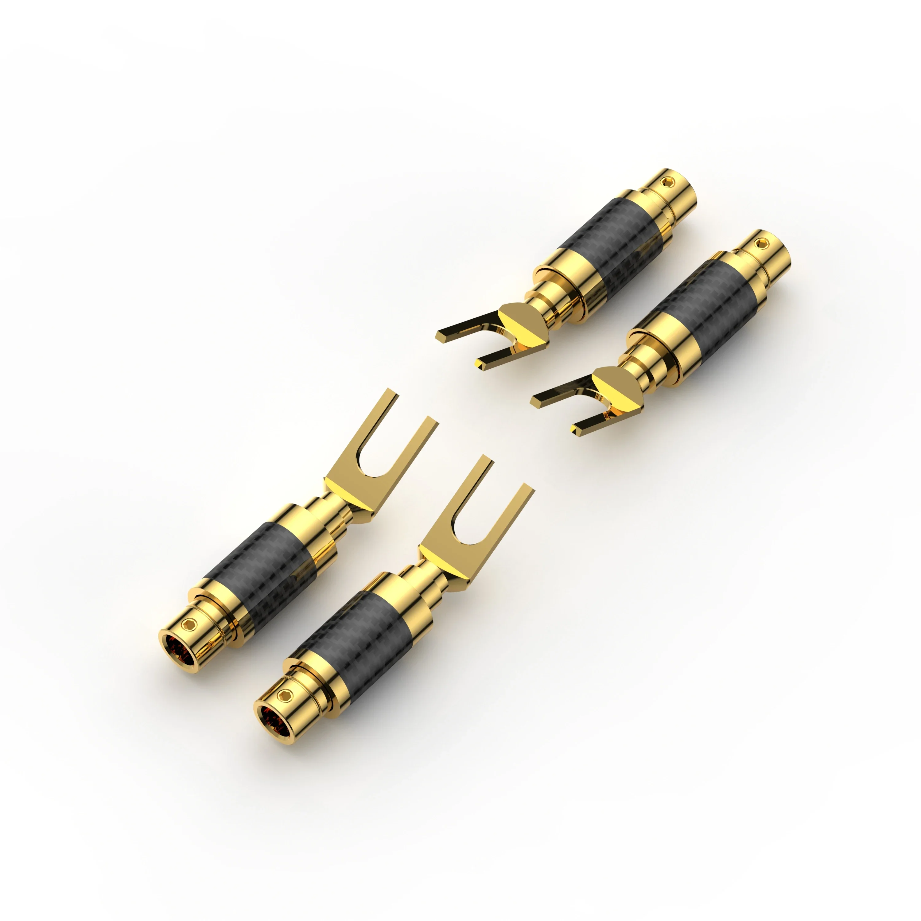 VB603G Spade Carboner Connettore in fibra di carbonio Spina a Y per cavo altoparlante hifi spina a forcella 4 pezzi