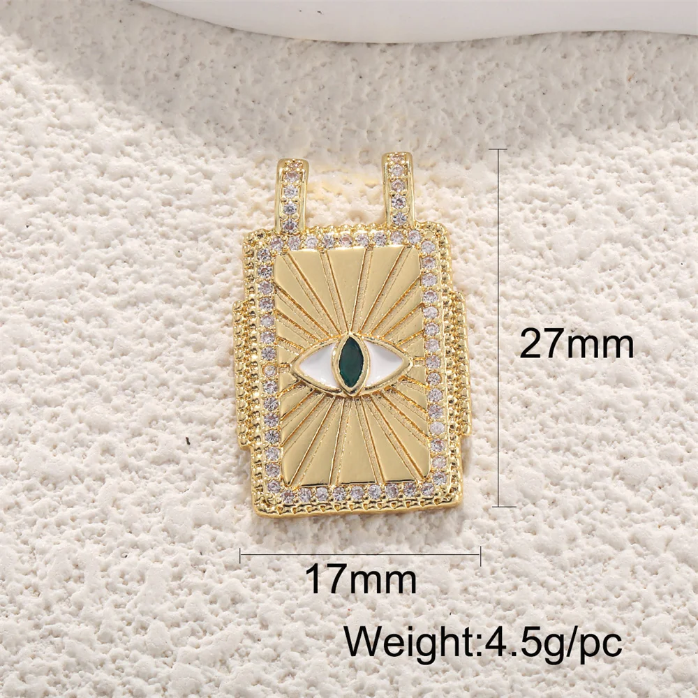 Copper Gold Plated Retro Tarot Card Square Pendants Star Sun Rainbow Eye Love Diy Jewelry  Accessories Moon Letter Heart Charms