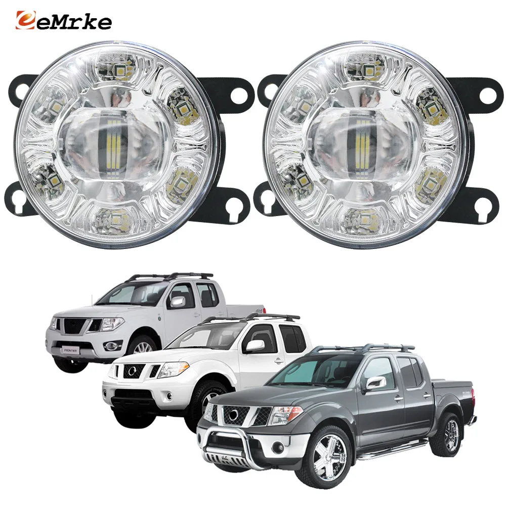 LED Fog Lights Assembly + Led DRL for Nissan Frontier D40 2005-2015 Car PTF Clear Lens Front Daytime Running Fog Driving Light