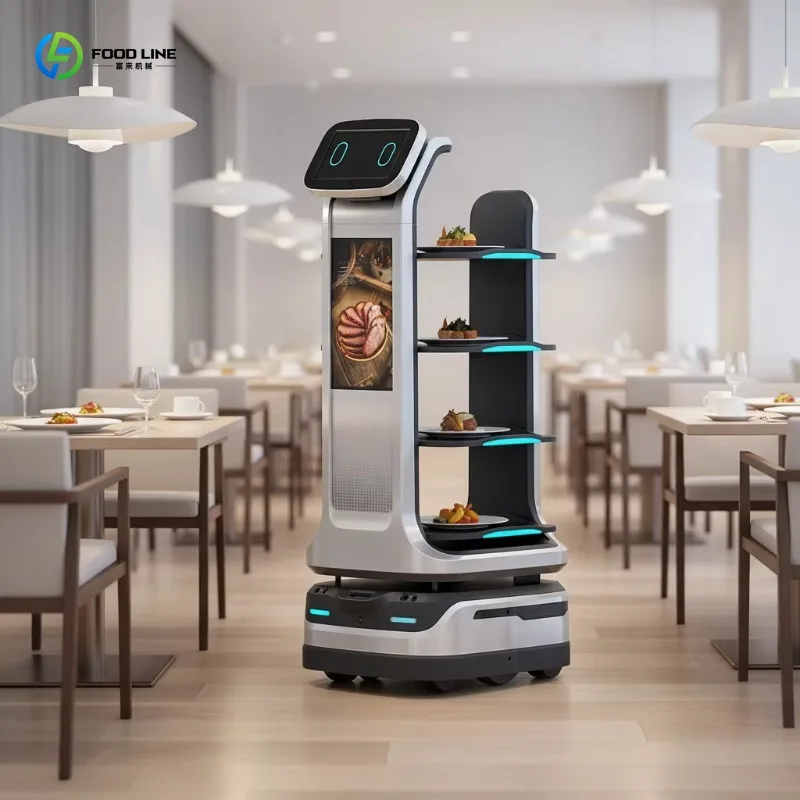 Business Use AI Humanoid Interactive Robot Automated Food Delivery Service Intelligent Waiter Robot For Hotel Home Restaurant