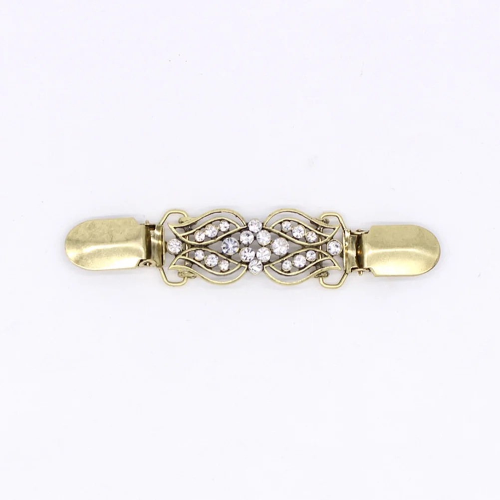 

2pcs Rhinestone Sweater Clips Alloy Shawl Clasp Vintage Cardigan Pin For Women Universal Breastpin Clip Creative Diamond Brooch