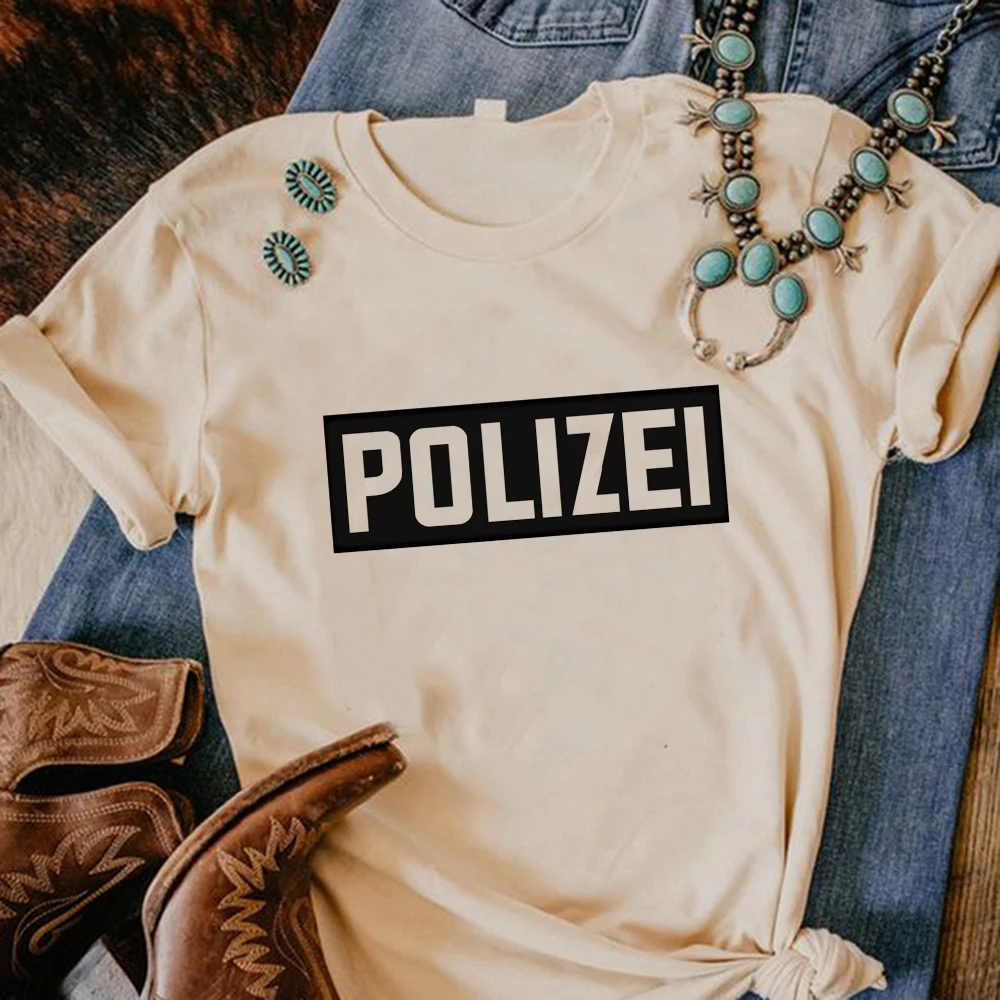 Polizei tshirt women streetwear harajuku t shirt girl comic clothing