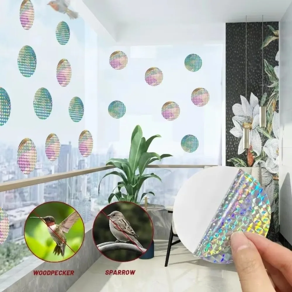 20pcs Garden Bird Control Bird Repellent Sticker Reflective Round Shape Anti Bird Scare Tape Laser Flash Reflective Sticker