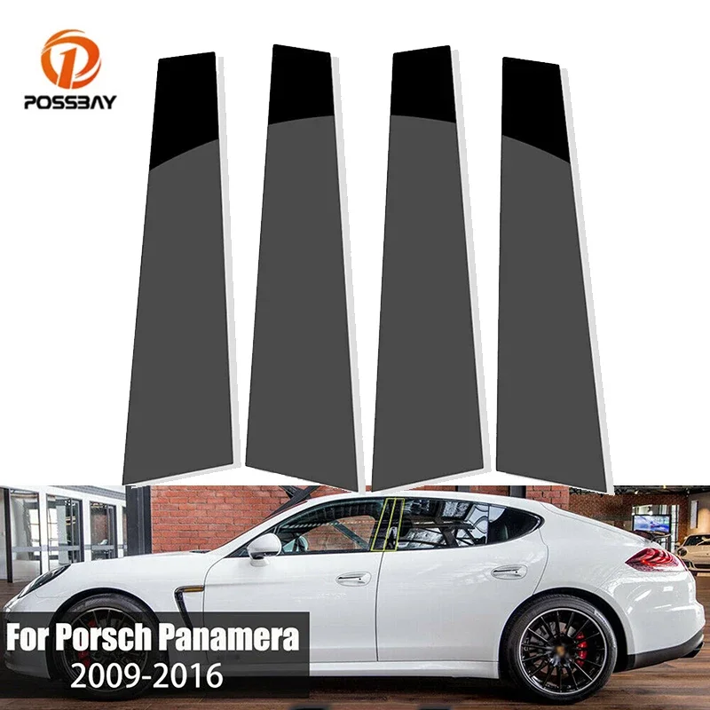 4Pcs Car Window Pillar Posts Door Trim Stickers for Porsche Panamera 2009 2010 2011 2012 2013 2014 2015 2016 파나메라 بورش باناميرا