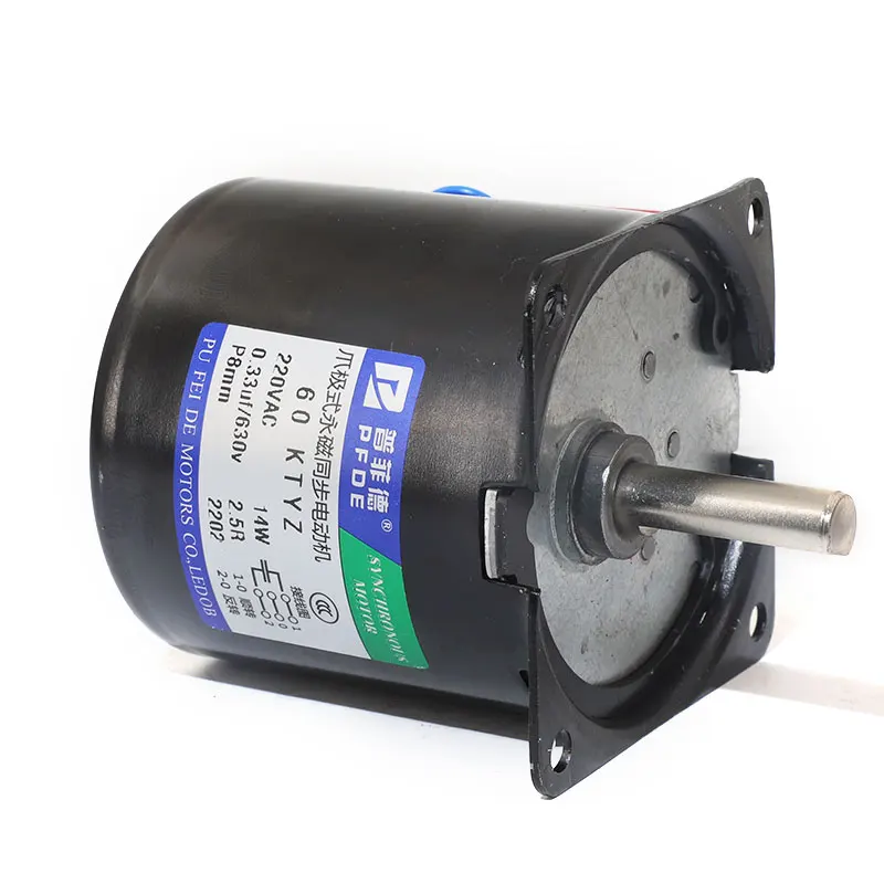 60Ktyz 14W AC Permanent Magnet Synchronous Motor 110V/220V Gear Motor Miniature High Torque Low Speed Motor Eccentric Shaft 8mm