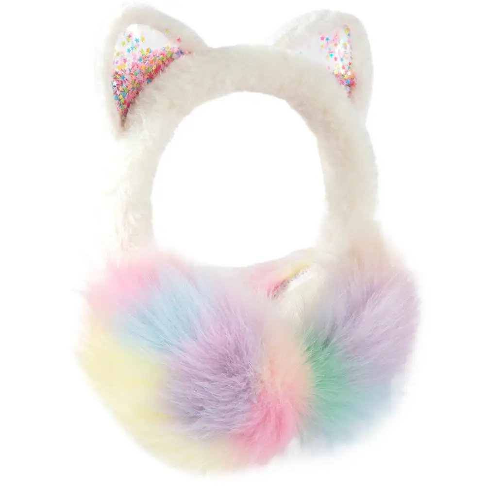 عصابة رأس شتوية من القطيفة على شكل أذن القطة على الطراز الكوري آذان الرمال المتحركة قبعة دافئة ناعمة تصميم كرتوني رائع للنساء والفتيات للسفر في الهواء الطلق G #1