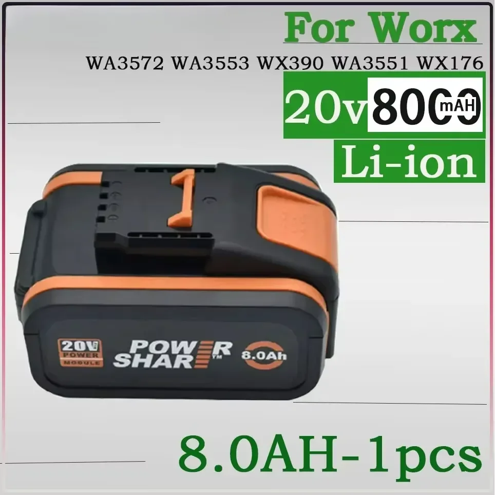 

WORX 20V 8.0Ah Lithium Battery WA3578 PowerShare Compatible with All WORX 20V Outdoor Power Tools