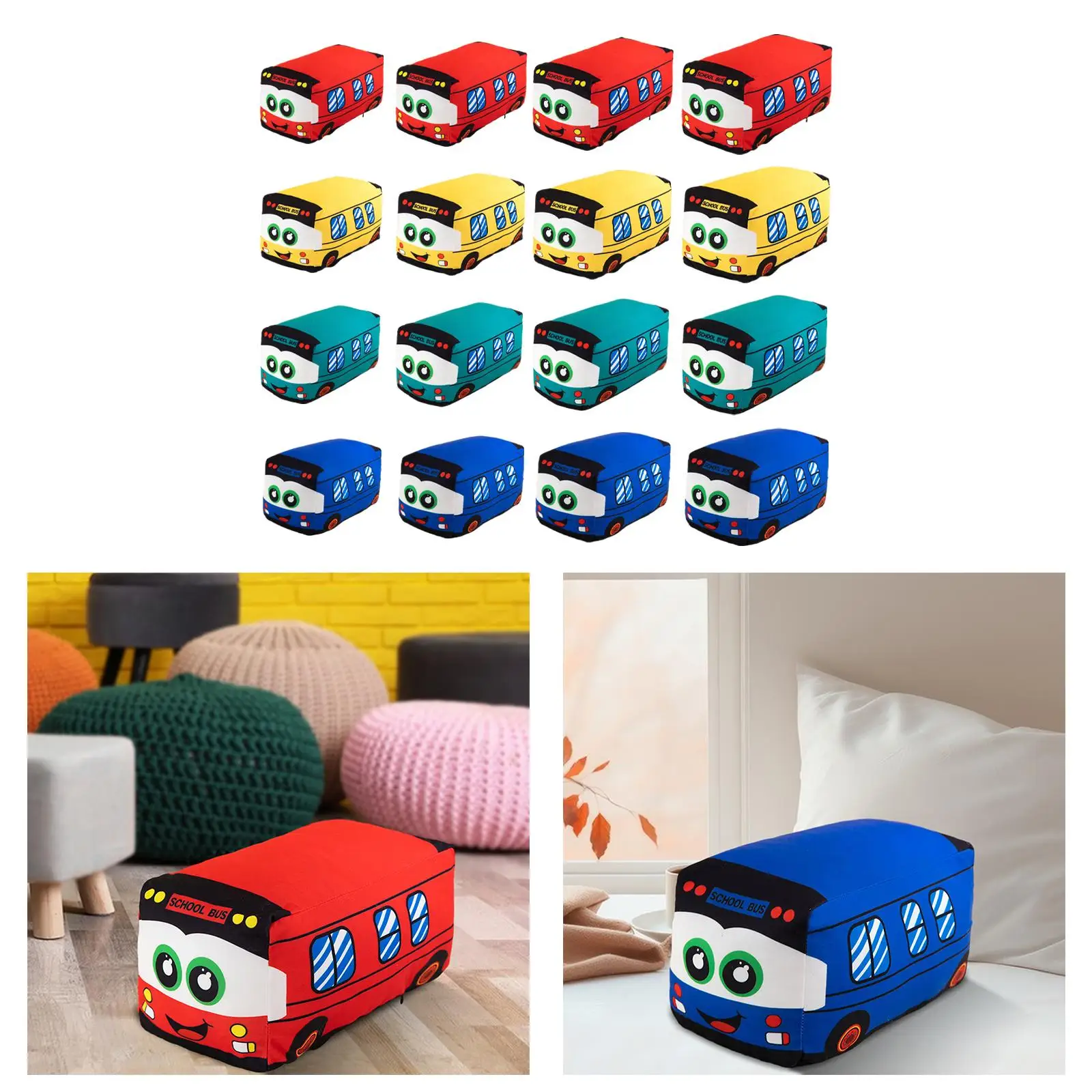 

Soft Plush School Bus Cuddly Decoration Stuffed Car Toy for Bedroom Car Sofa