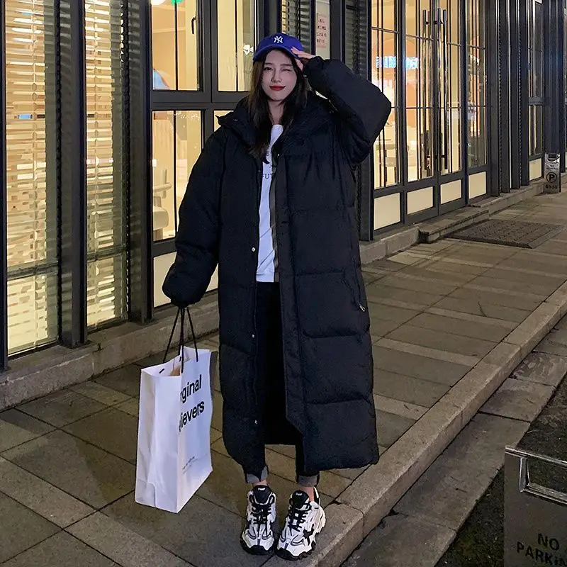 

Women Parkas 2025 New Winter Jacket Korean Loose Hooded Down Cotton Coat Thicken Warm Puffer Overcoat Female Long Parkes