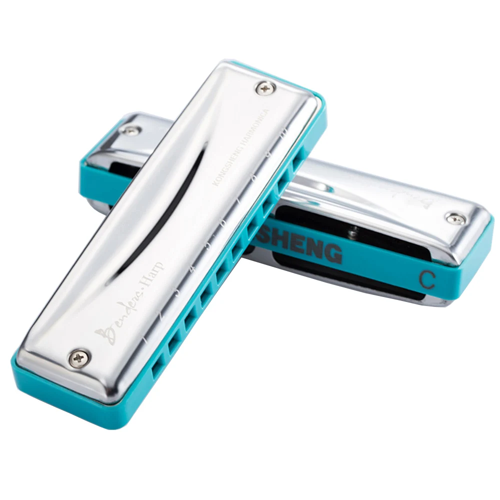 KONGSHENG 10 Holes Diatonic Harmonica 20 Tone Blues Harp Key of C D E F Bb Mouth Organ Musical Instruments Benders