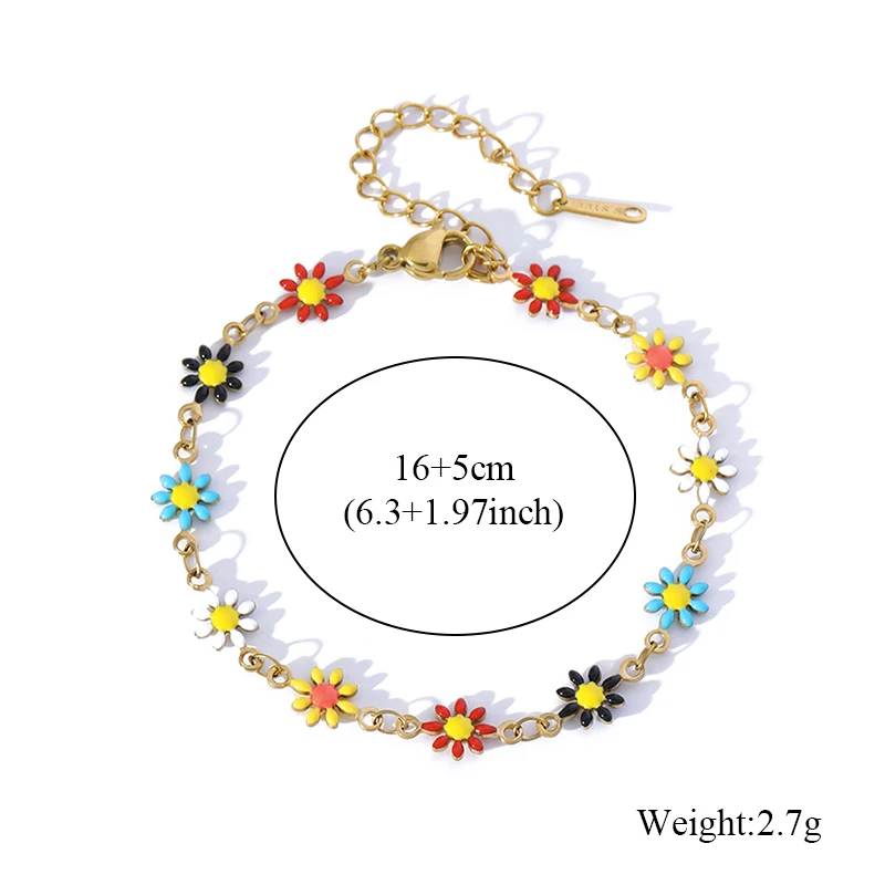 EILIECK 316L Edelstahl Trendiges Metall Wasserdichtes Blumen-Herz-Stein Halsketten-Armbänder-Set Edelstahl-Charm PVD-Schmuck – Detail 11
