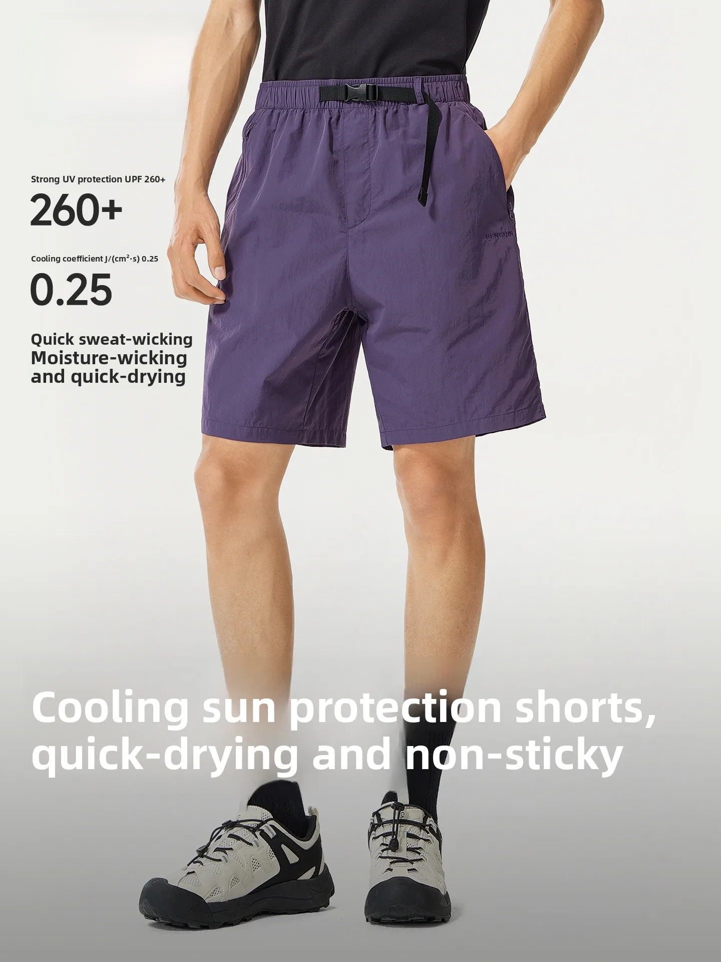 

Penguin Men's Cool Sensation Workwear orts Casual Loose Straight Cut Qui Dry Sports Sun Protection Five-Quarter Length