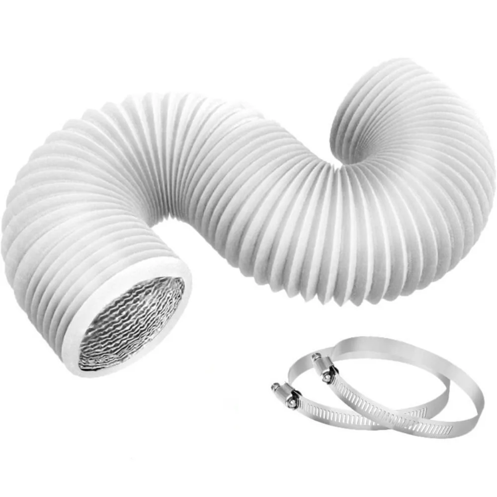 4 inch Dryer Vent Hose with 2 Stainless Steel Clamp Aluminum Foil Air Ducting Insulated Grey Exhaust Pipe Heating Cooling
