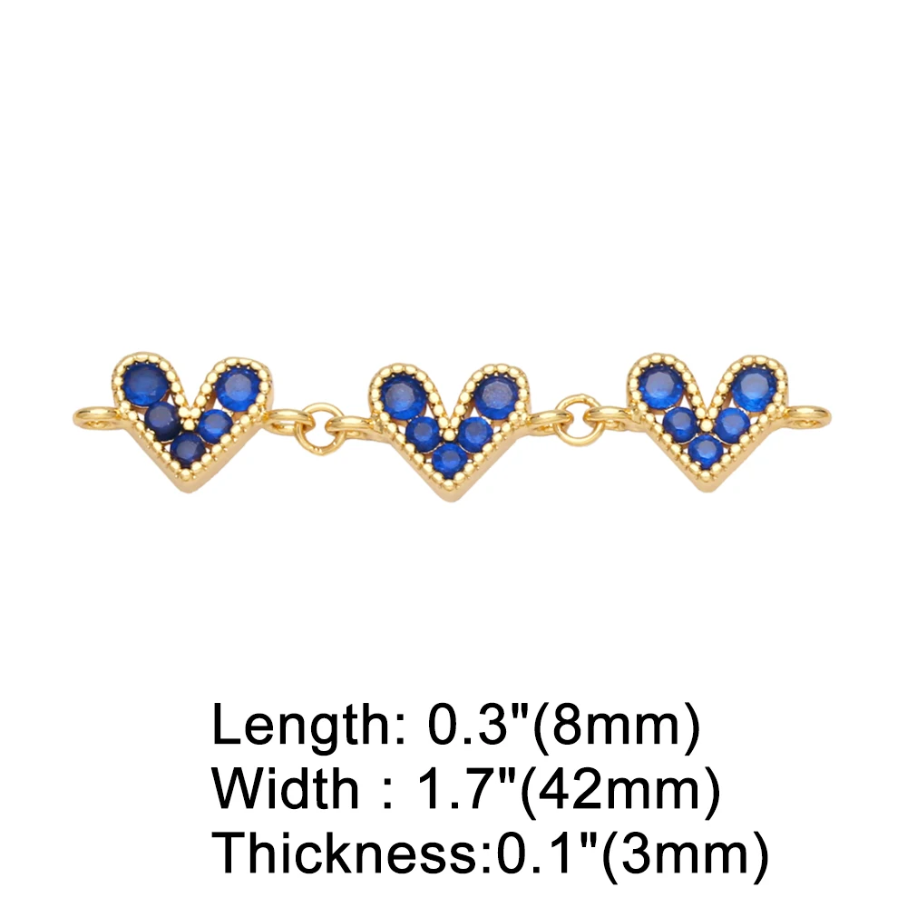 OCESRIO Multicolor Heart Pendants for Necklace Gold Plated Cubic Zironia Copper Heart Bar Charm for Jewelry Making pdta740