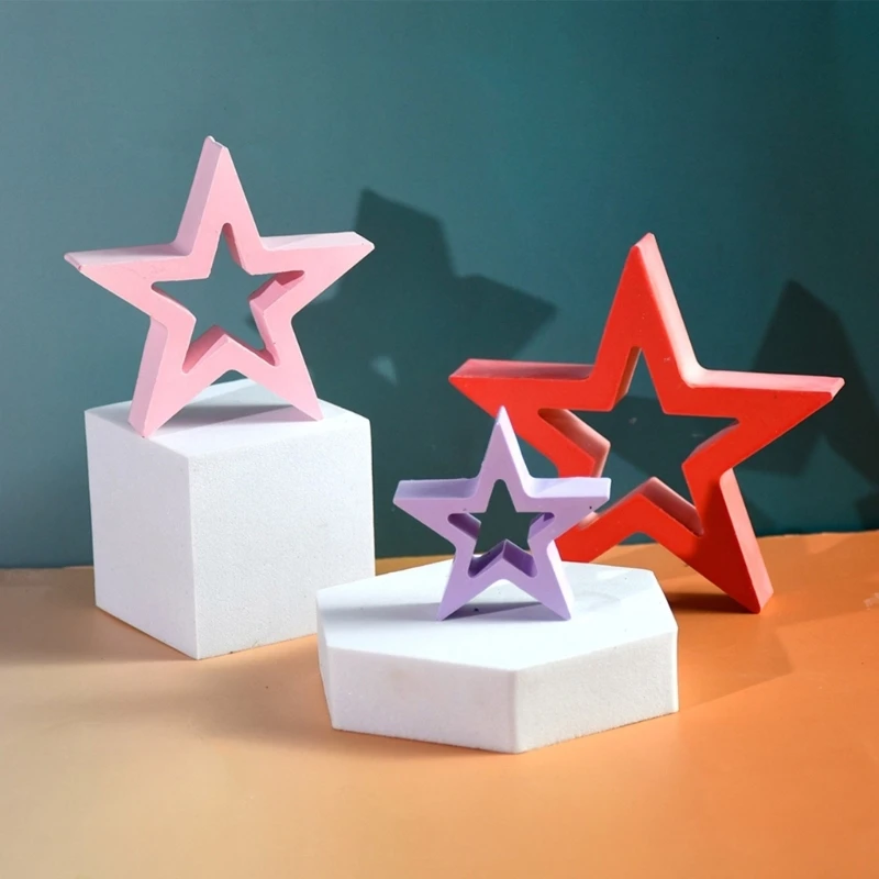 Pack of 3 Creative Hollow Star Silicone Molds Crafting Moulds Silicone Ornament Molds Star Statue Molds Silicone Texture