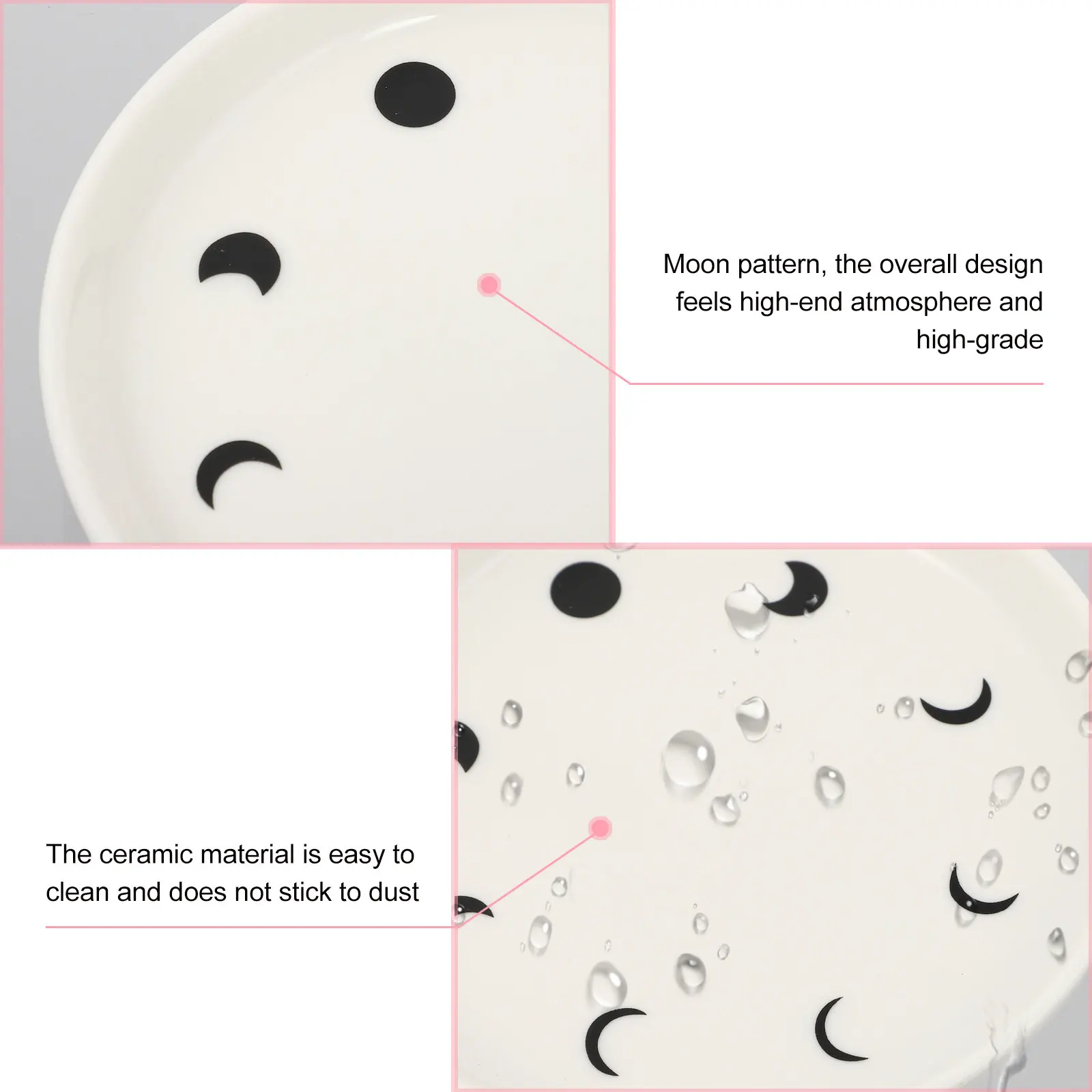 1Pcs Moon Pattern Ceramic Jewelry Storage Tray Exquisite Multipurpose Trinket Plate for Rings Earrings Necklaces Keys Sushi