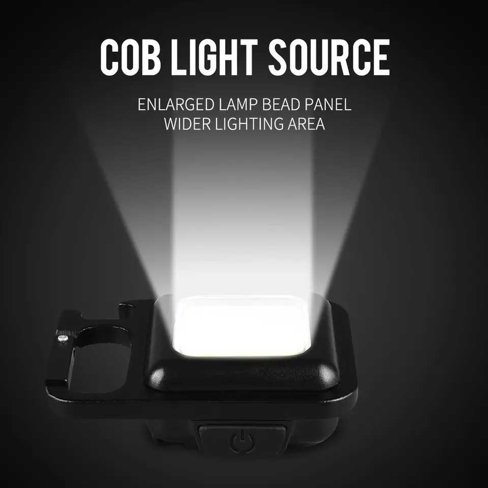 Mini linterna portátil recargable por USB, lámpara Led de bolsillo para acampar, impermeable, llavero, luz con imán, Abrebotellas