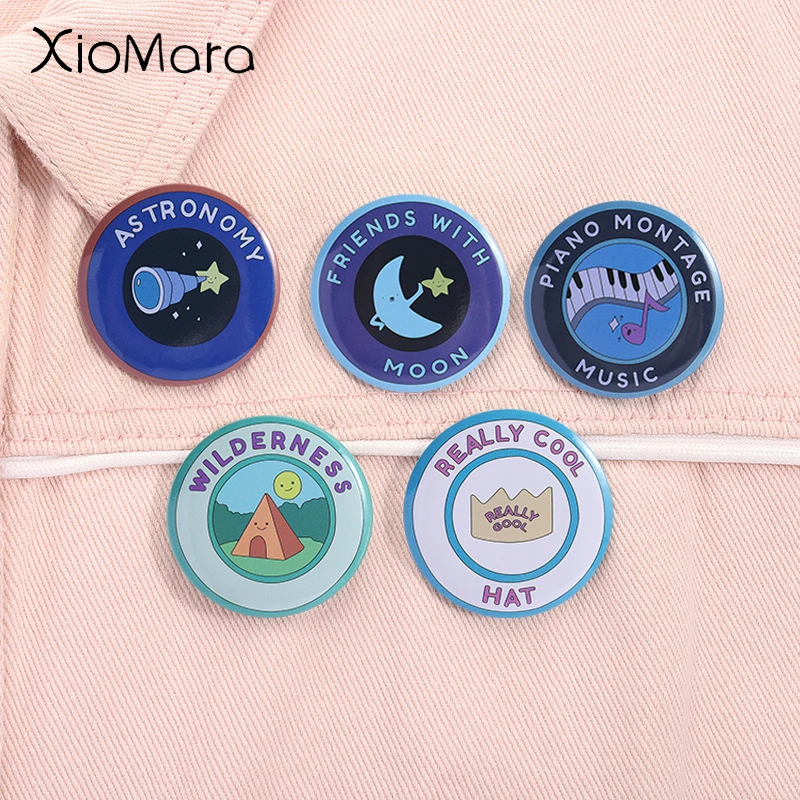 Fantasy Animation Summer Camp Island Enamel Pins Wilderness Astronomy Friends With Moon Brooches Lapel Badge Jewelry Gifts