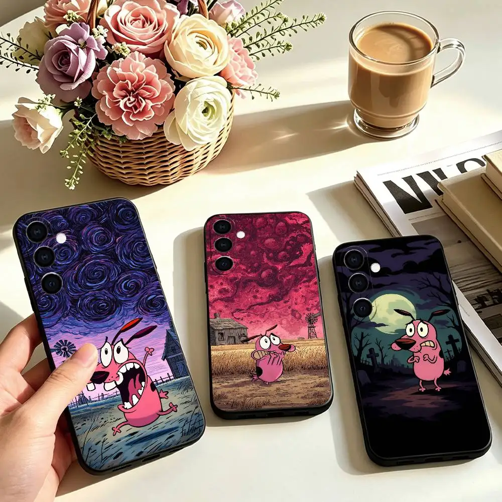 CourageES the Cowardly DogES Phone Case Black Silicone Soft For Samsung Galaxy A73,A72,A71,A70,A53,A52,A51 Gift