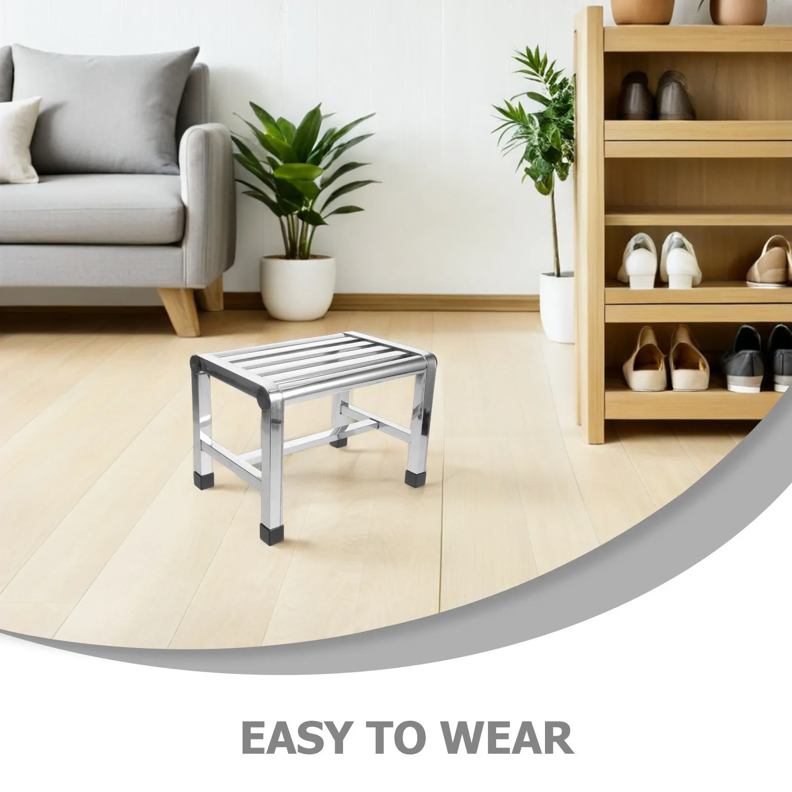 

Маленький металлический стул-табурет из нержавеющей стали для душа и ванны, для пожилых людей и взрослых, для использования в ванной комнате, 11x7.86x7.47 дюймов