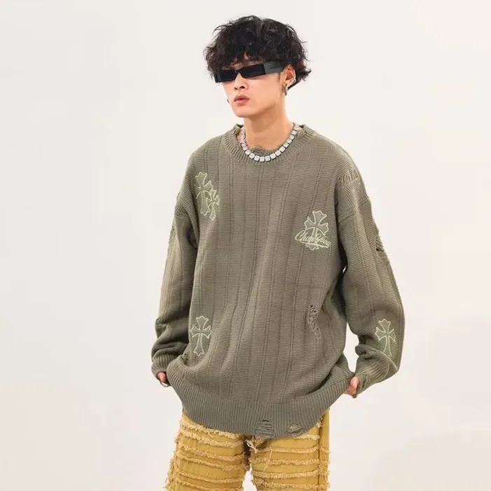 فضفاضة تناسب طويلة Sve تريكو للرجال الخريف الشتاء خمر Sle عادية مريحة تنفس ألياف البوليستر هوديي العرق... #3