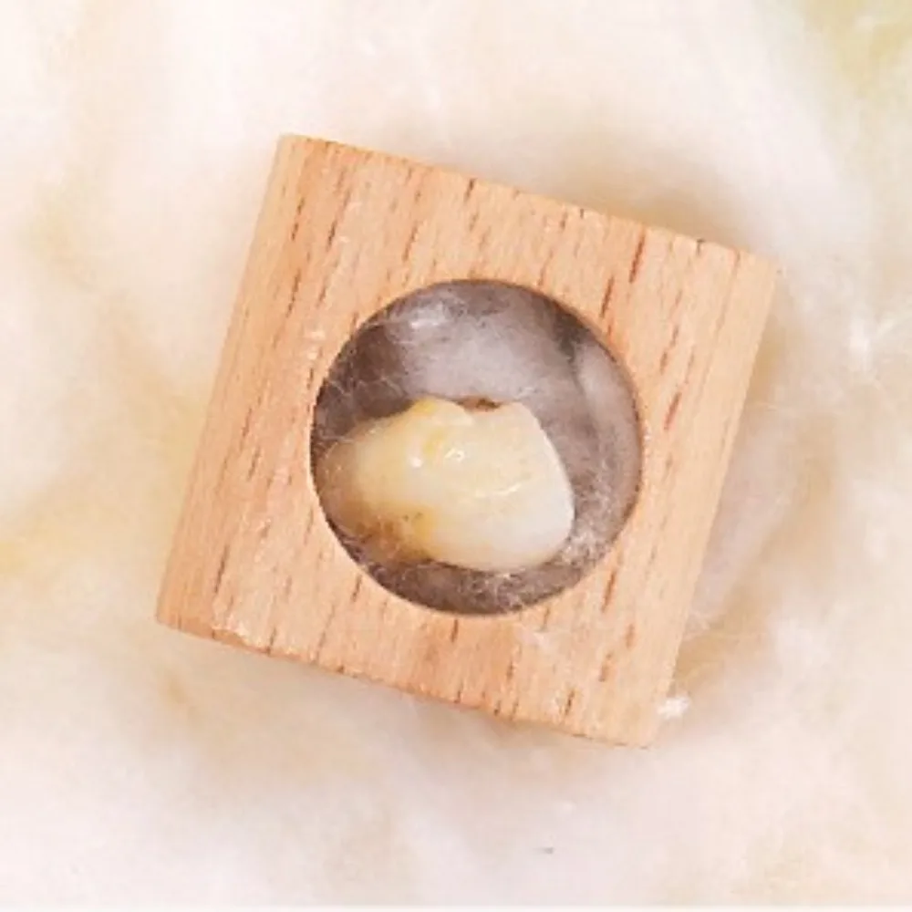 Caixa de madeira para dentes de bebê, caixa de armazenamento para coleção de cabelo, organizador de dentes de leite, lembranças de desenho animado, estojo para dentes de bebê