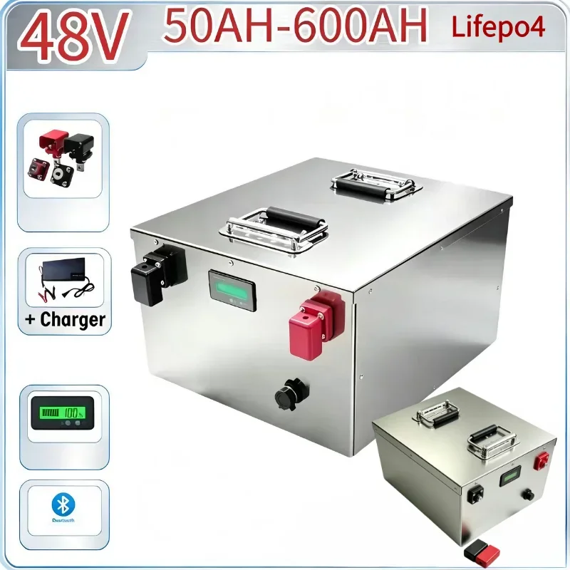 48V Deep Cycle LiFePO4 Storage Battery 50Ah 600Ah Built In Full BMS Lithium Cells For Solar PV 4KW 9KW Inverter Equipment