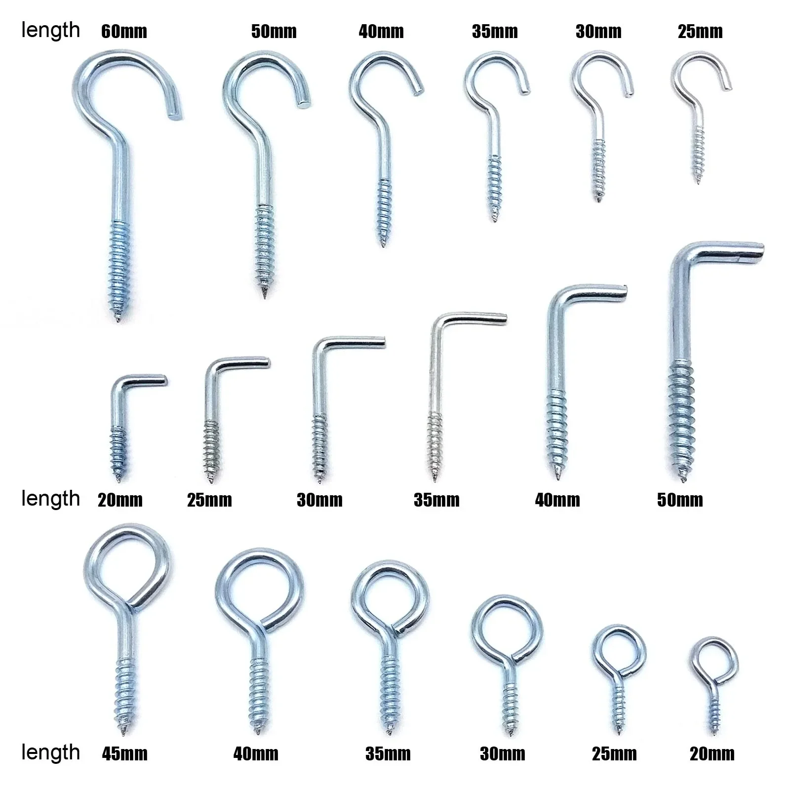 

25pc Picture Photo Frame Lamp Light Cabinet Plant Curtain Net Wire Ceiling Eye Bolt Eyebolt Screw in Hanger Cup Hook Clasp