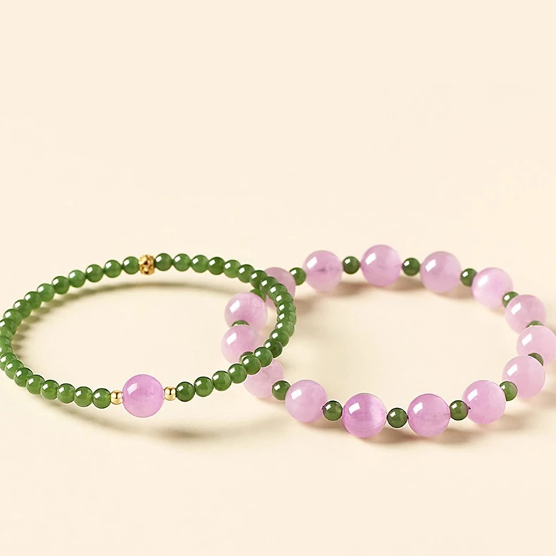Natural Hetian Biyu Bracelet Female New Chinese Purple Lithium Pearl Chinese Classics Hand String China-Chic Girlfriend Gift