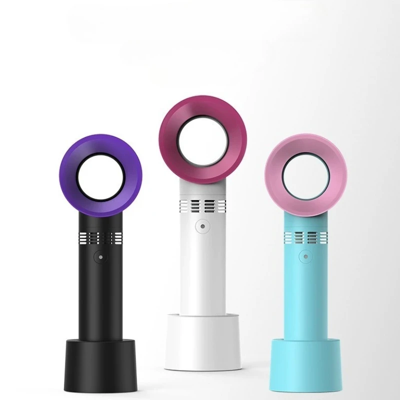 USB Rechargeable Handheld Bladeless Fan Brushless Motor Ultra Quiet 3 Speed Mini Air Cooler for Travel Office Outdoor Use
