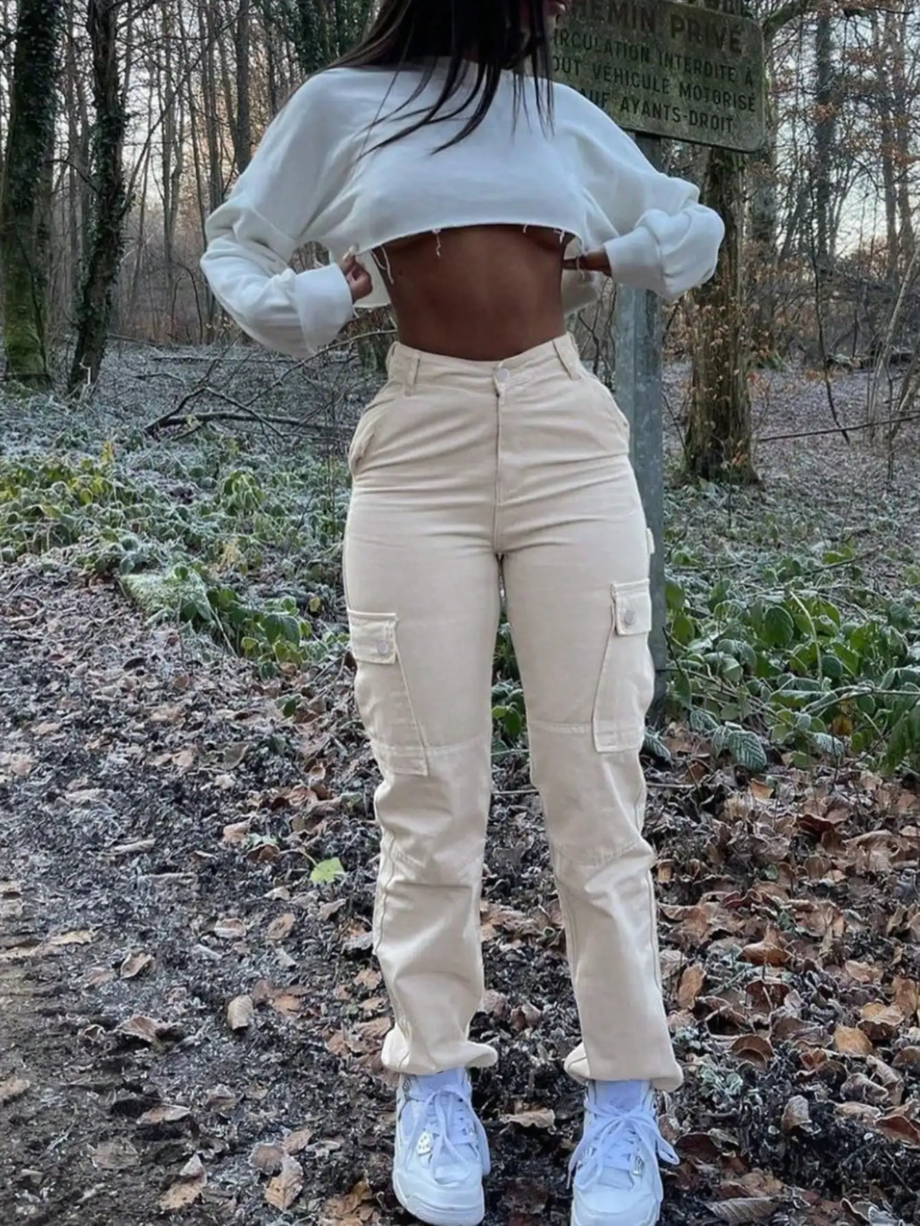 2025 Newest Women's Cargo  High-waisted Casual  Work Pants Loose stretch straight-leg pants