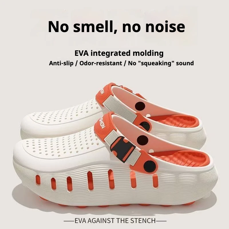 Herren-Lochschuhe, Rutschfeste Weichsohlen-EVA Zweifach Tragbare Coole Pantoffeln, Atmungsaktive Sommer-Outdoor-Strandschuhe – Detail 9
