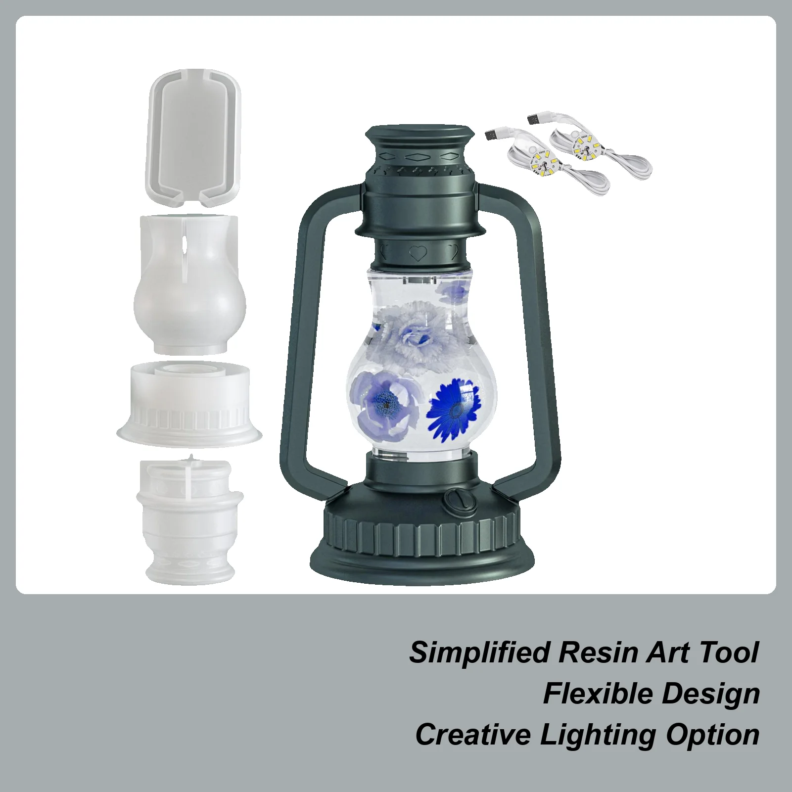 

Resin Molds Silicone Easy Release Silicone With 2 LED Light 2 Shapes Lantern Molds For Resin Casting For Lantern Ornament