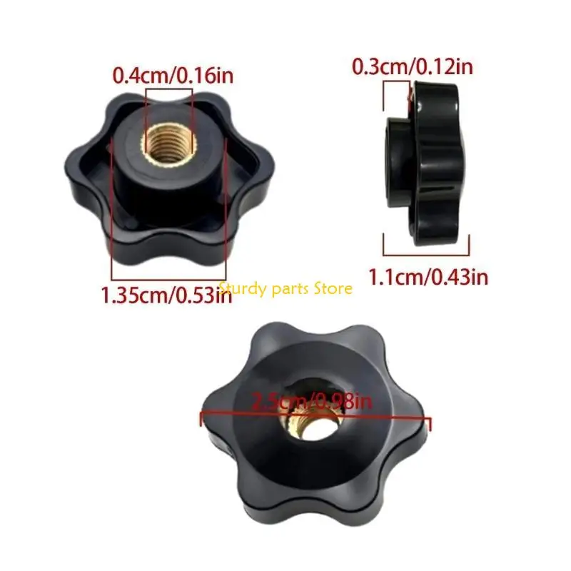 97QC 20pcs Bentuk bintang Knurled Clamping Srupt-on Handle Clamping Knob Grip