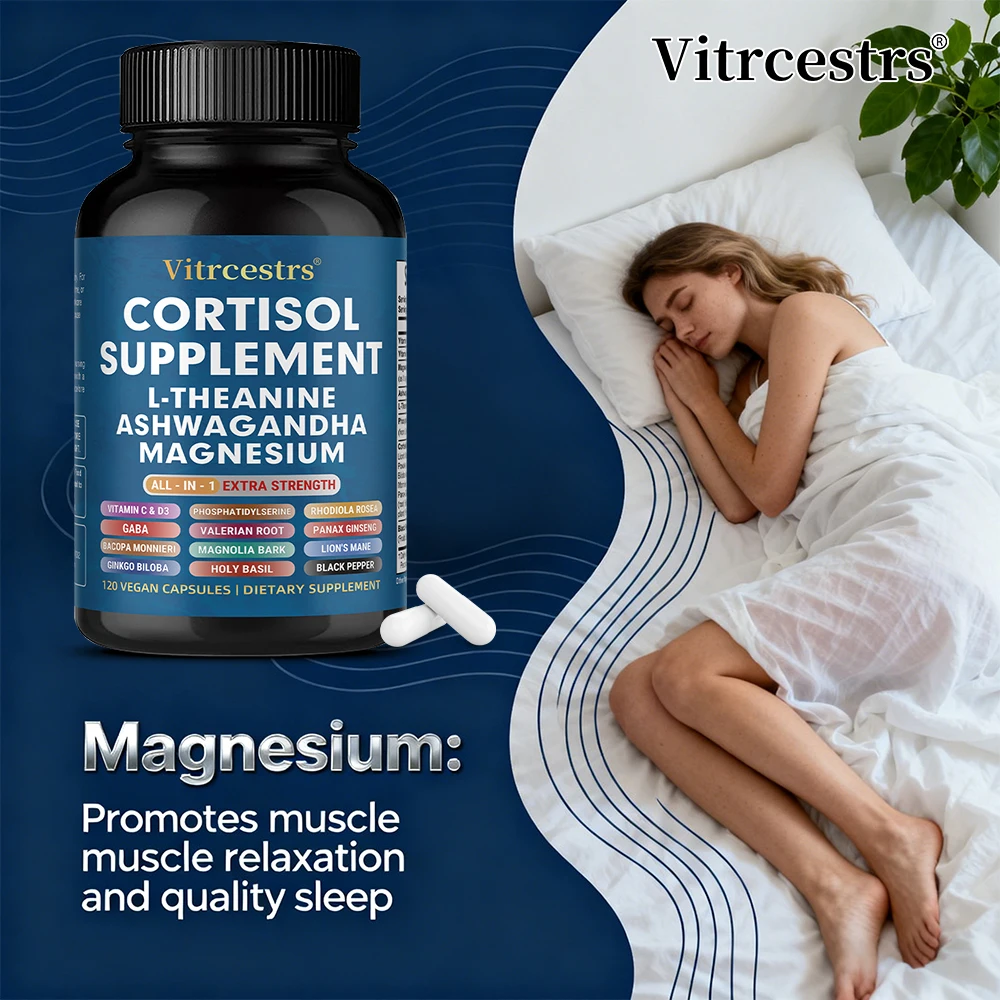 Cortisol Complex Capsules with Ashwagandha, L-Theanine & Magnesium, Stabilize Mood, Supports Relaxation, Calm & Daily Wellness