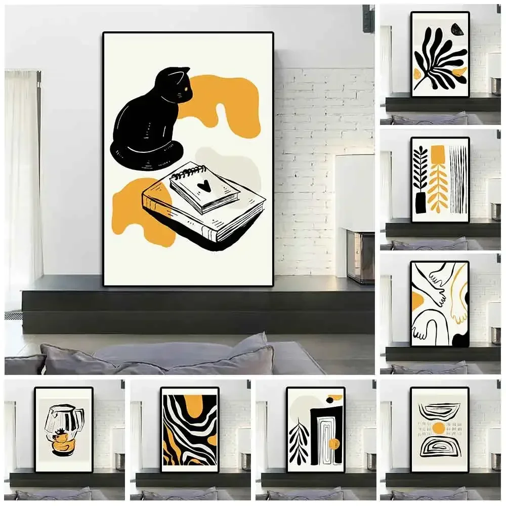 1pc frameless Canvas Painting Retro, Wall Art, Portrait Line Drawing, Abstract Vase, HD Canvas Print Poster, Home Living Room Ro