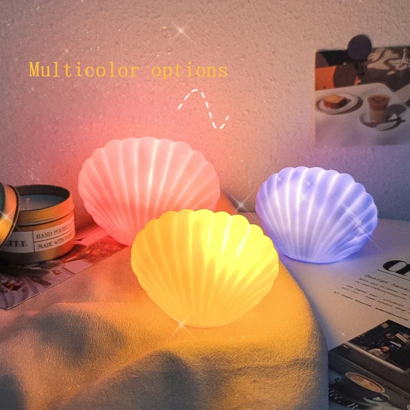 Veilleuse d'anniversaire en forme de coquillage pour chambre à coucher, lampe d'ambiance romantique, mini veilleuse pour lit de sauna, décoration de table, jouet électroluminescent