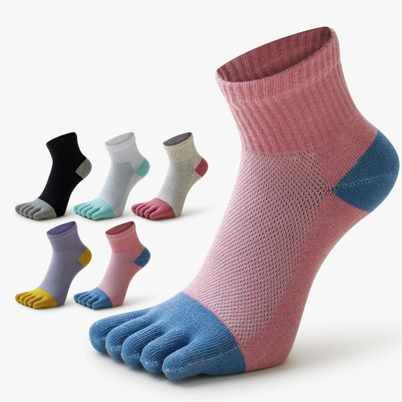 

1 пара женских спортивных носков с пятью пальцами, сетчатые дышащие быстросохнущие носки Coolmax для бега на открытом воздухе, носки с раздельным носком, четыре сезона