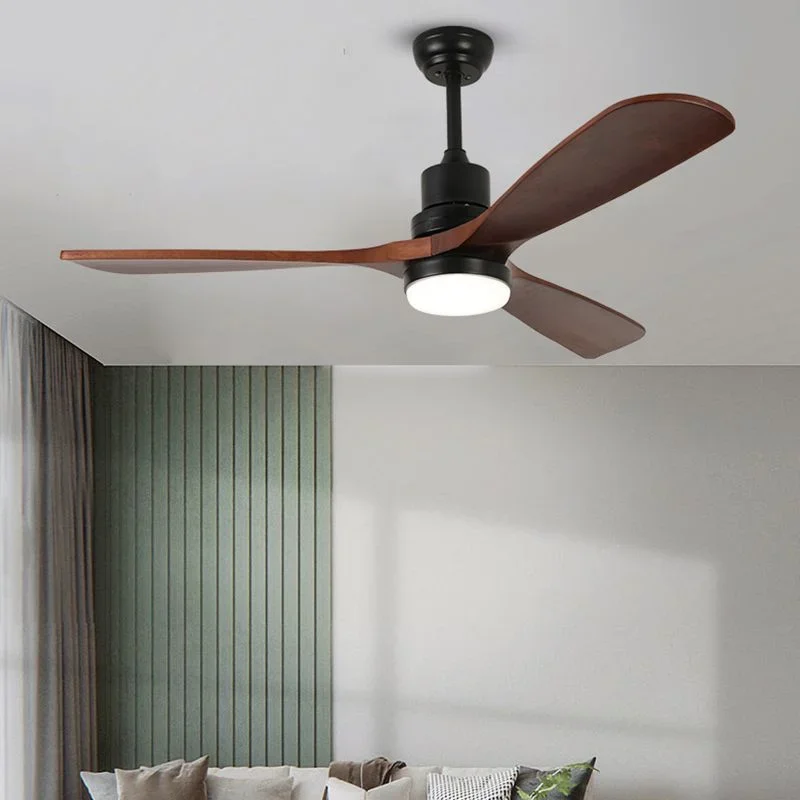 

85-265V 55W Motor Ceiling Fan Nordic Industrial Fans Remote Dimming Fan Lamp Solid Wood Led Ceiling Fan With Light Pure Copper