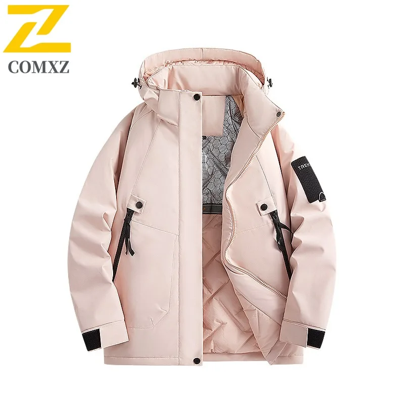 Chaqueta acolchada de algodón de invierno para hombre, abrigo cálido con cuello levantado y plumón para pan, Parka térmica con capucha para nieve juvenil 2025
