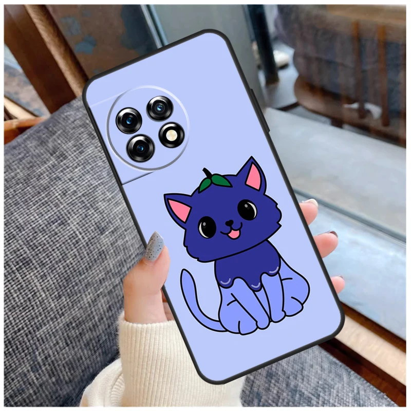 Cute Kawaii Blueberry Cat Case For OnePlus Nord CE 2 3 Lite 2T N10 N20 N30 Ace 8T 9RT 10T 10R 8 9 10 Pro 11 Coque