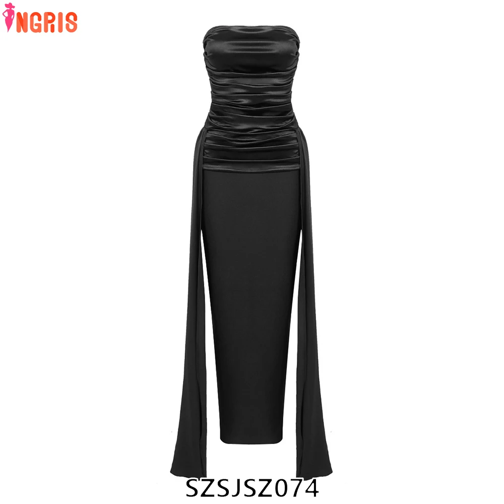 

Chic Mini Dress Pleated Wrap Bodycon Elegant Party Club Outfits Strapless Dresses Women Clothing 2025-SZSJSZ074