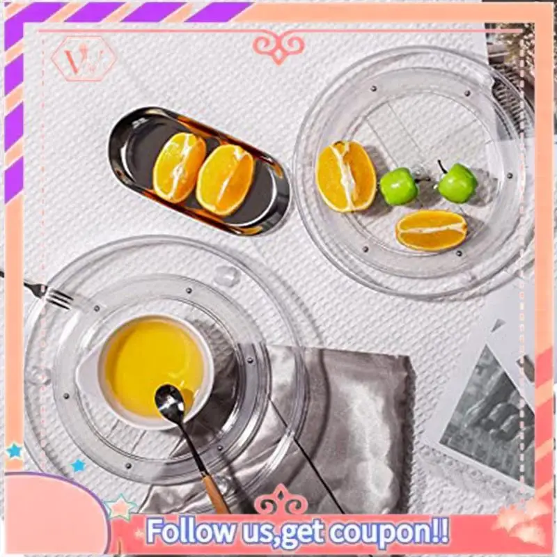 

Upgraded Size 2-Pack Kitchen Organizer Plastic Turntable Transparent Plastic PET Turntable Storage Rack Spice Cosmetic Rack