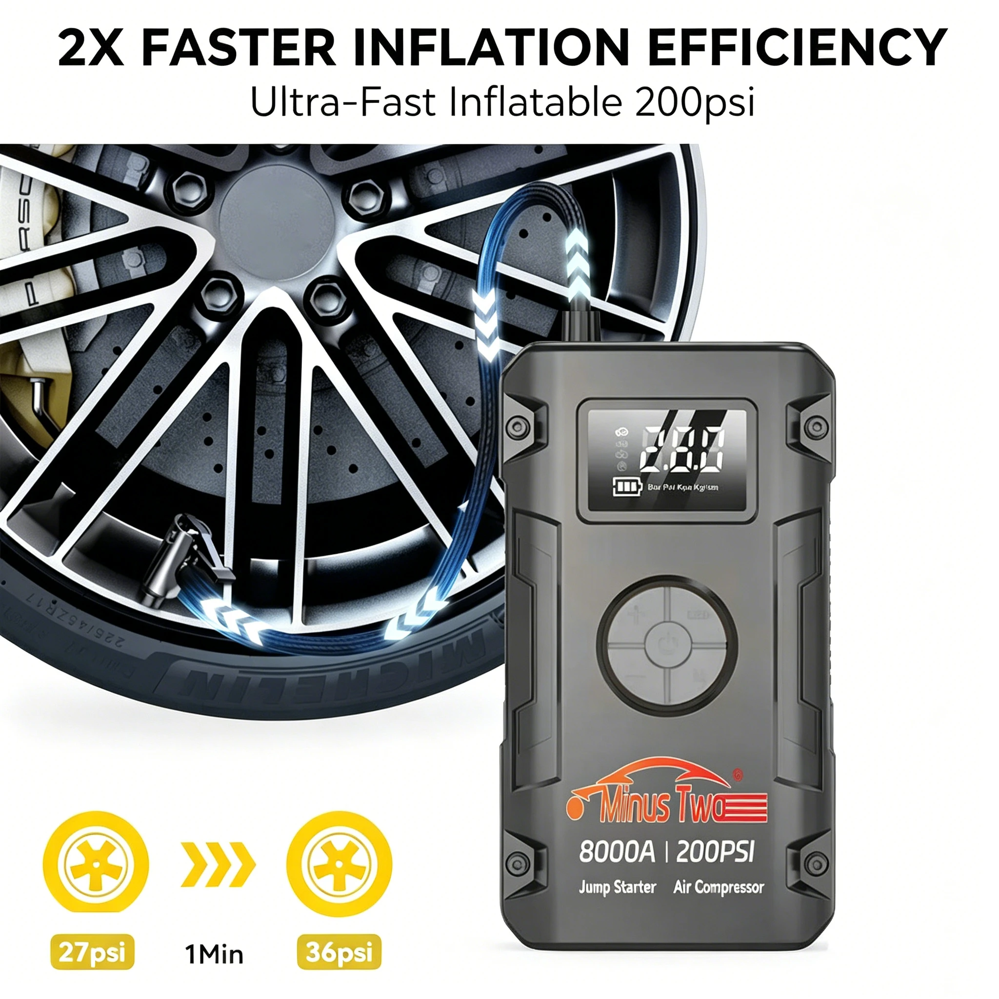 

Portable Car Jump Starter with Intelligent Digital Display Dual USB Output for Mobile Phone Charging