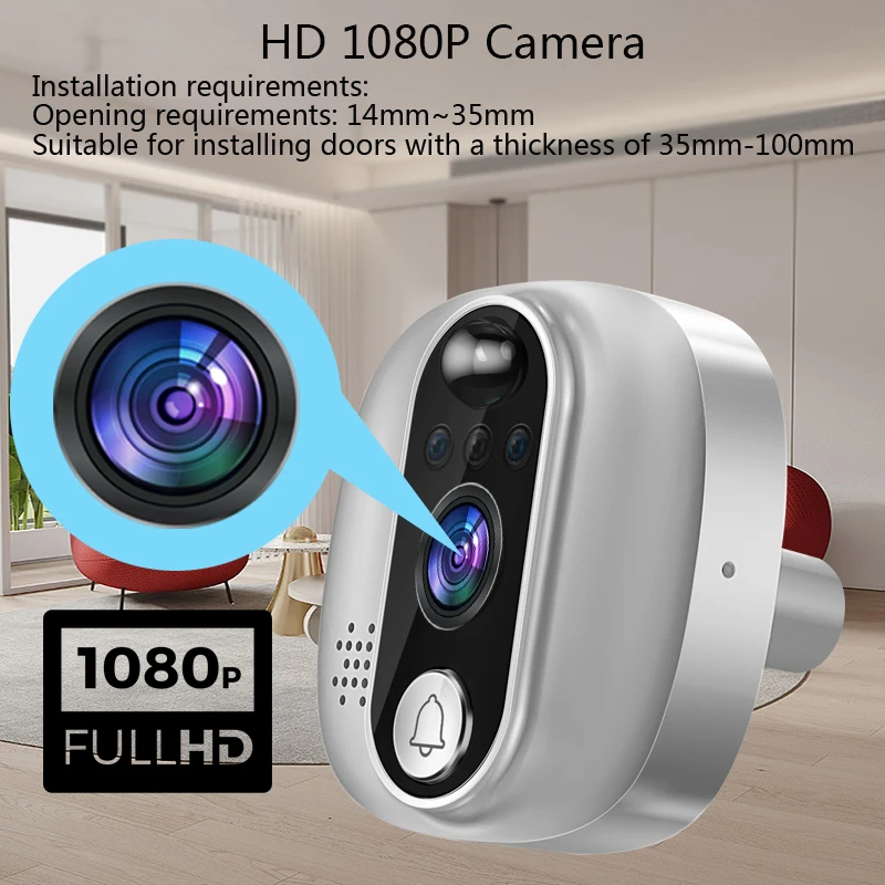 Tuya Smart Video Doorbell Camera WiFi 1080P Peephole Door Bell IP With 4.3inch Display Screen Works With Alexa Google Home