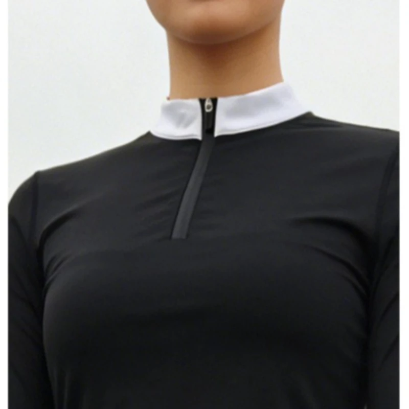Comfy Breathable Half-zip Horse Riding T Shirts Women Long-sleeve Quick Dry Slim Equestrian Tops Professional Training Equipment
