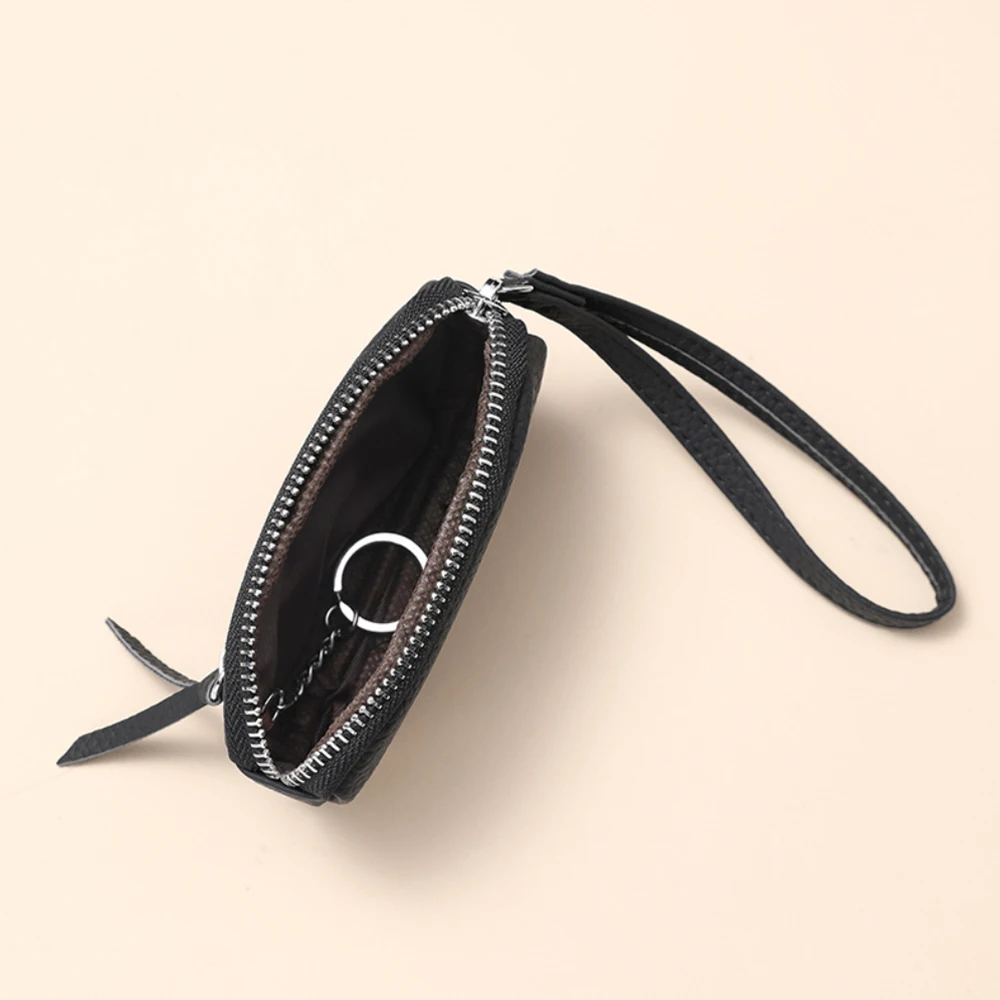 2025 Monedero Simple llavero bolsa de almacenamiento Cartera de cuero doble cremallera Mini llavero bolso de viaje Oficina