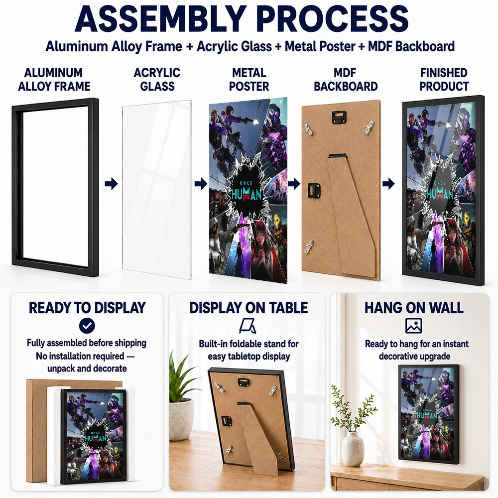Once Human Game Promotional Metal Poster With Aluminum Alloy Frame Personalized Hero Tribute Wall Art Ideal For Streamer Studio