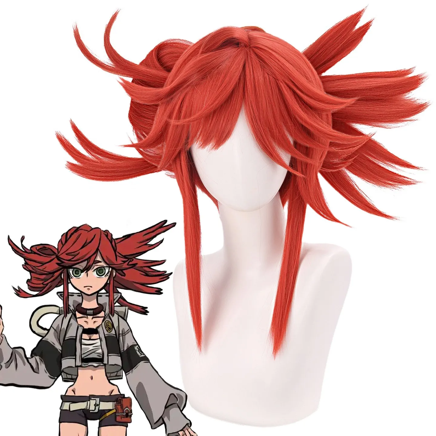 Gachiakuta Riyo Reaper Cosplay Red Wig Scalp Top High Temperature Fiber Accessories for Women Halloween Anime Party Synthetic