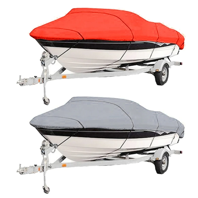 Q39F Fully Wrapped Boat Cover Waterproof Sleeve Anti-UV Protector for Marine Speedboat Fishing Boat Trailerable Boat